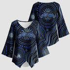 Australia Indigenous Kimono Sleeve Blouse Aboriginal Mustache - Aussie Hoodie