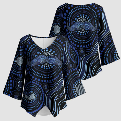 Australia Indigenous Kimono Sleeve Blouse Aboriginal Mustache - Aussie Hoodie
