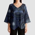 Australia Indigenous Kimono Sleeve Blouse Aboriginal Mustache - Aussie Hoodie