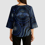 Australia Indigenous Kimono Sleeve Blouse Aboriginal Mustache - Aussie Hoodie