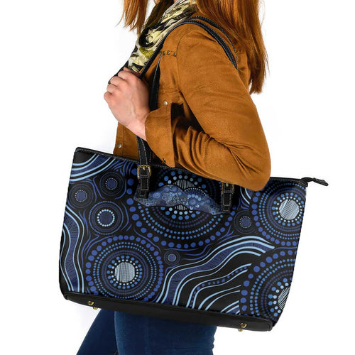 Australia Indigenous Leather Tote Bag Aboriginal Mustache - Aussie Hoodie