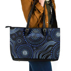Australia Indigenous Leather Tote Bag Aboriginal Mustache - Aussie Hoodie