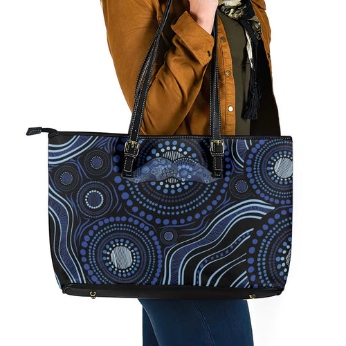Australia Indigenous Leather Tote Bag Aboriginal Mustache - Aussie Hoodie