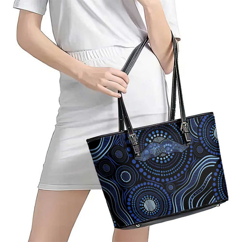 Australia Indigenous Leather Tote Bag Aboriginal Mustache - Aussie Hoodie