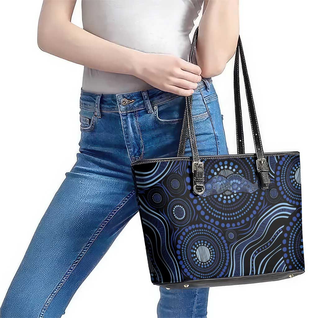 Australia Indigenous Leather Tote Bag Aboriginal Mustache - Aussie Hoodie