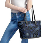 Australia Indigenous Leather Tote Bag Aboriginal Mustache - Aussie Hoodie