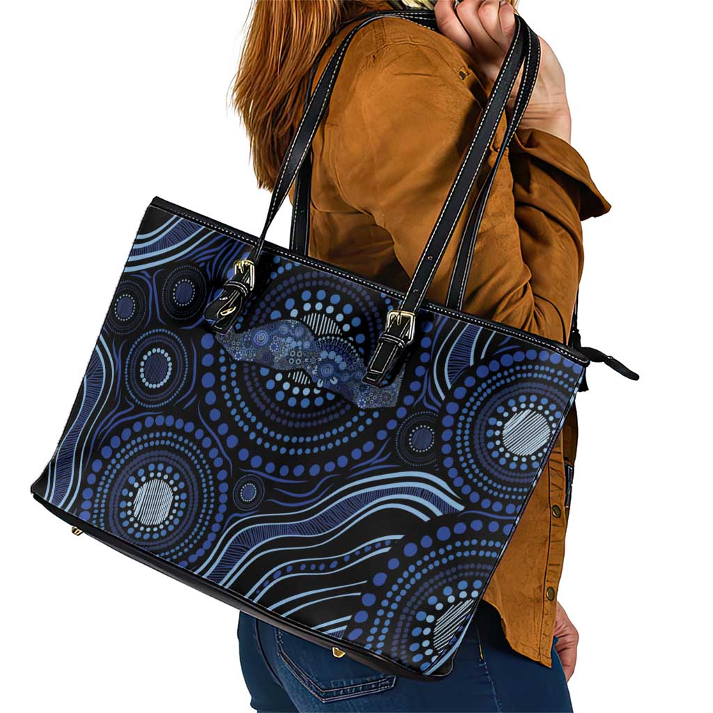 Australia Indigenous Leather Tote Bag Aboriginal Mustache - Aussie Hoodie
