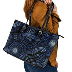 Australia Indigenous Leather Tote Bag Aboriginal Mustache - Aussie Hoodie