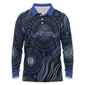 Australia Indigenous Long Sleeve Polo Shirt Aboriginal Mustache - Aussie Hoodie