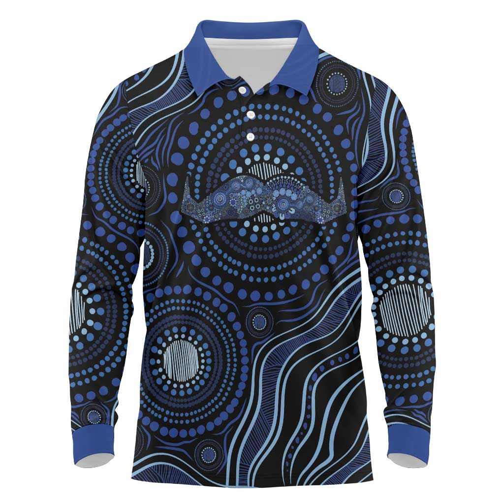 Australia Indigenous Long Sleeve Polo Shirt Aboriginal Mustache - Aussie Hoodie