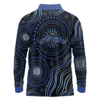 Australia Indigenous Long Sleeve Polo Shirt Aboriginal Mustache - Aussie Hoodie