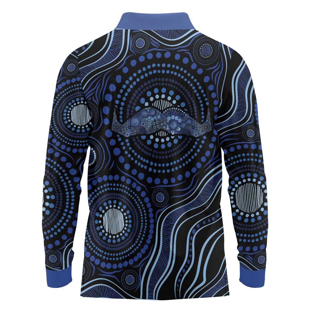 Australia Indigenous Long Sleeve Polo Shirt Aboriginal Mustache - Aussie Hoodie