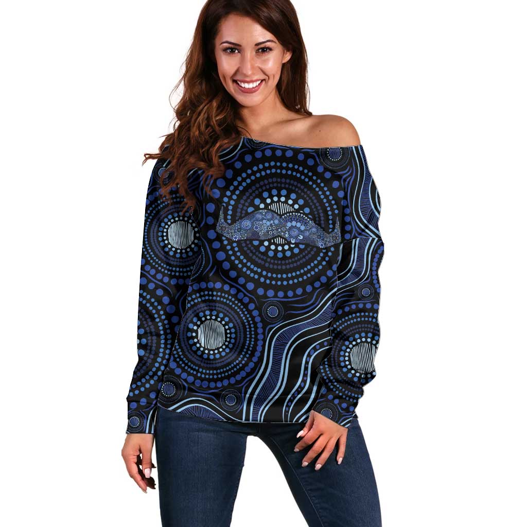 Australia Indigenous Off Shoulder Sweater Aboriginal Mustache - Aussie Hoodie