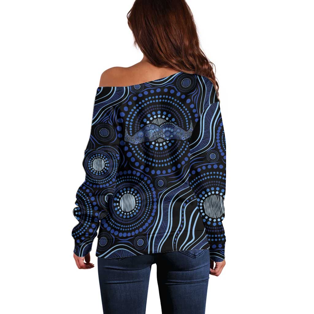 Australia Indigenous Off Shoulder Sweater Aboriginal Mustache - Aussie Hoodie