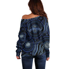 Australia Indigenous Off Shoulder Sweater Aboriginal Mustache - Aussie Hoodie