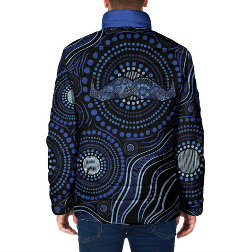 Australia Indigenous Padded Jacket Aboriginal Mustache - Aussie Hoodie