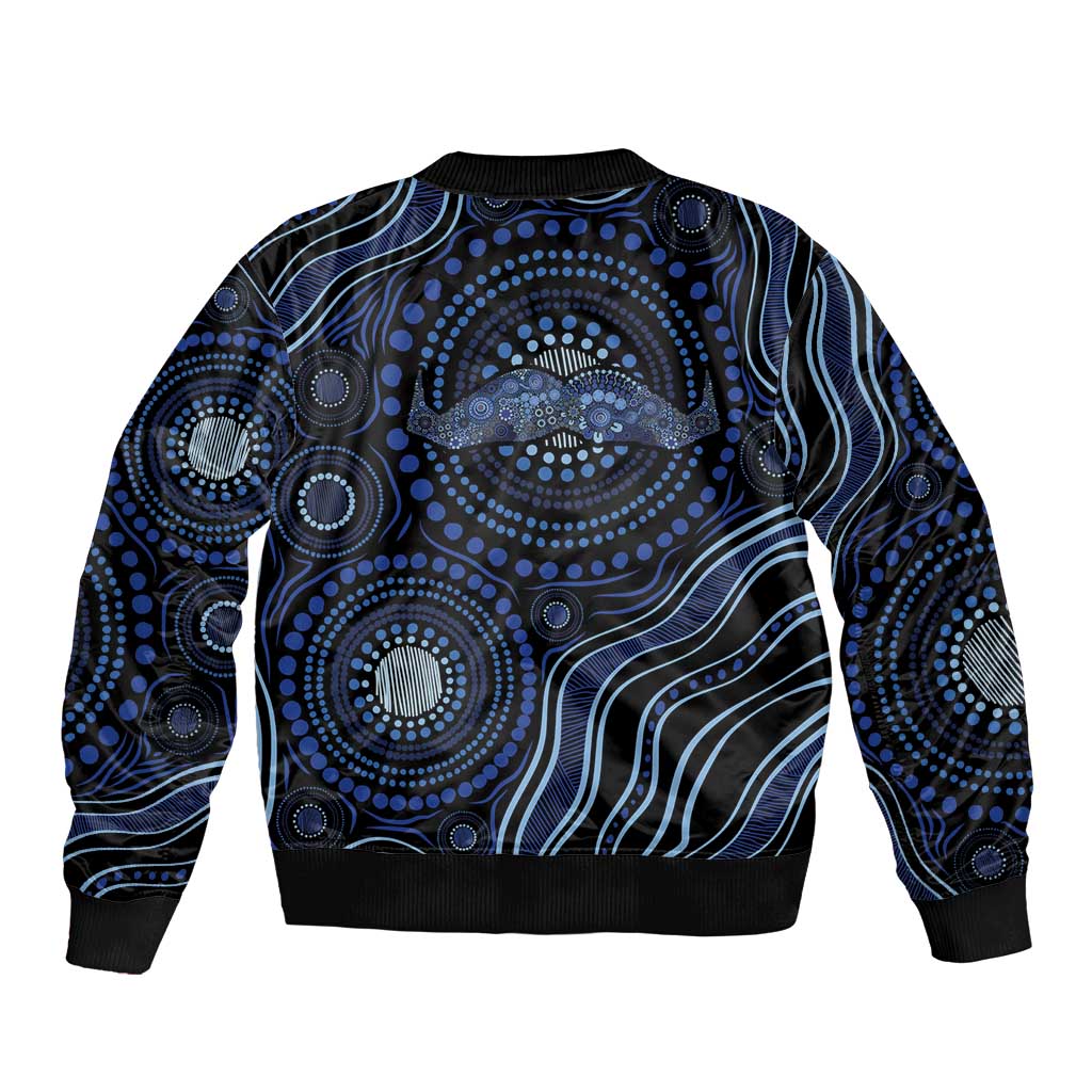Australia Indigenous Sleeve Zip Bomber Jacket Aboriginal Mustache - Aussie Hoodie