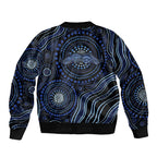 Australia Indigenous Sleeve Zip Bomber Jacket Aboriginal Mustache - Aussie Hoodie