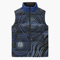 Australia Indigenous Sleeveless Puffer Jacket Aboriginal Mustache - Aussie Hoodie