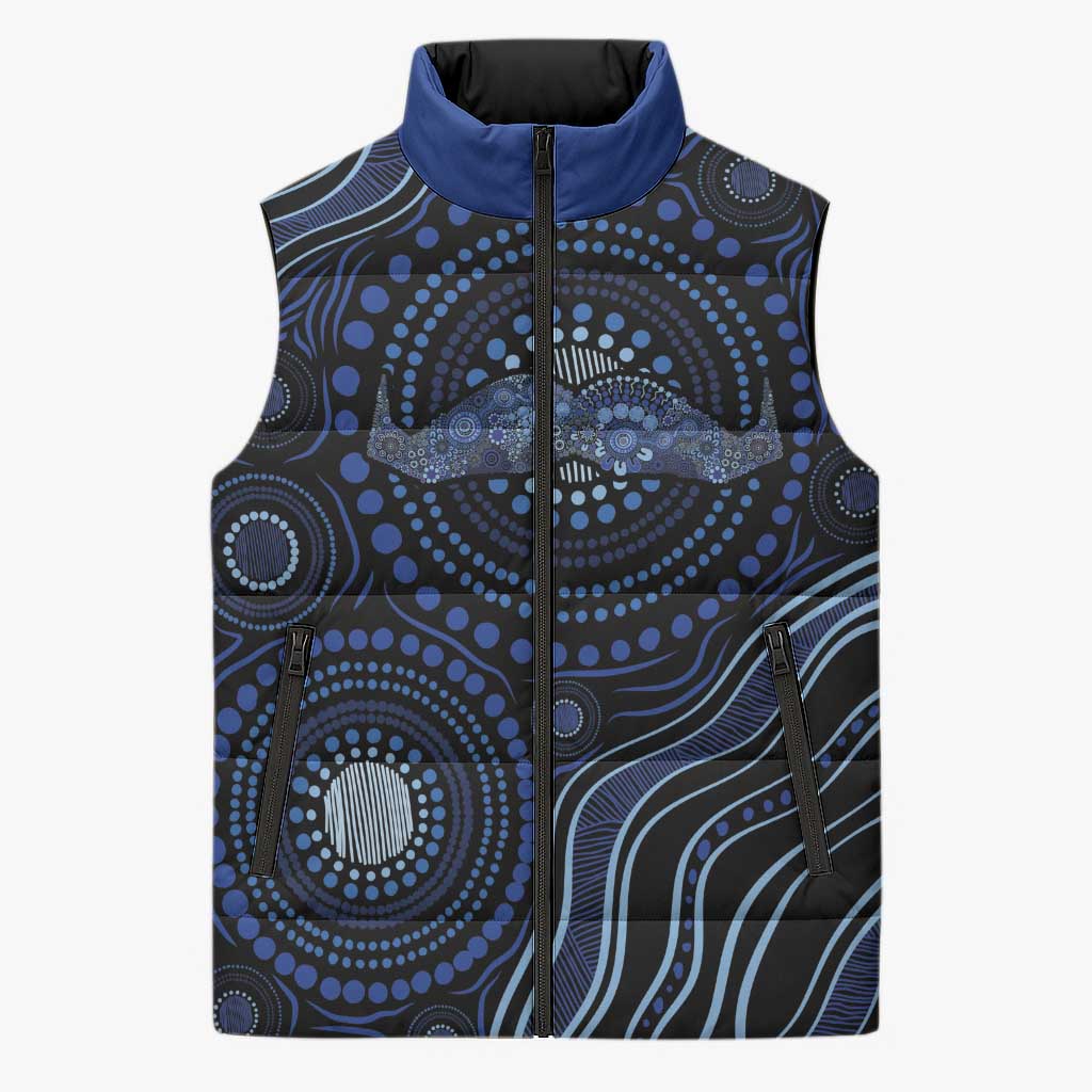 Australia Indigenous Sleeveless Puffer Jacket Aboriginal Mustache - Aussie Hoodie