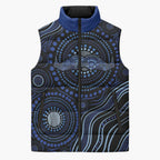 Australia Indigenous Sleeveless Puffer Jacket Aboriginal Mustache - Aussie Hoodie
