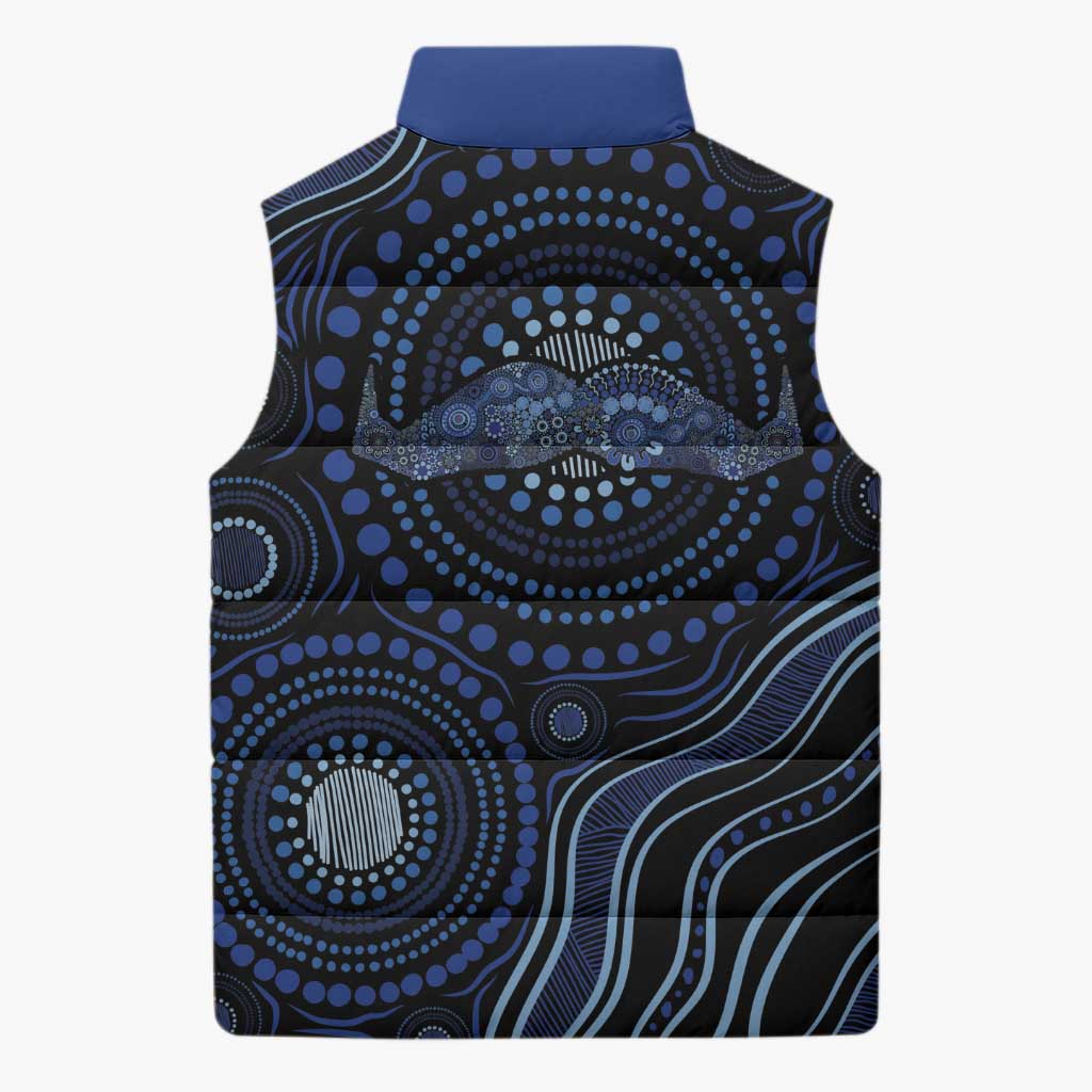 Australia Indigenous Sleeveless Puffer Jacket Aboriginal Mustache - Aussie Hoodie