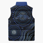 Australia Indigenous Sleeveless Puffer Jacket Aboriginal Mustache - Aussie Hoodie