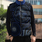 Australia Indigenous Sleeveless Puffer Jacket Aboriginal Mustache - Aussie Hoodie