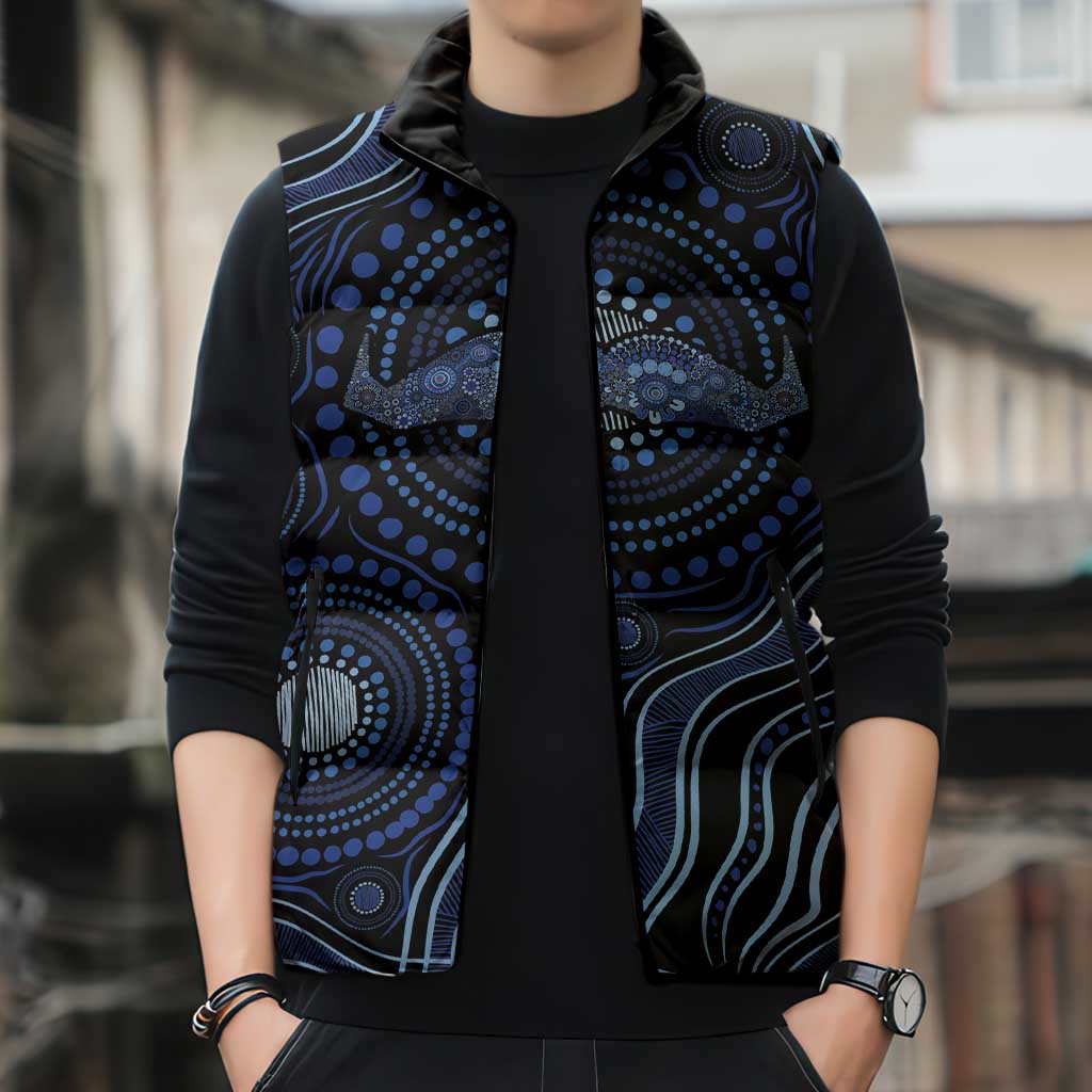 Australia Indigenous Sleeveless Puffer Jacket Aboriginal Mustache - Aussie Hoodie