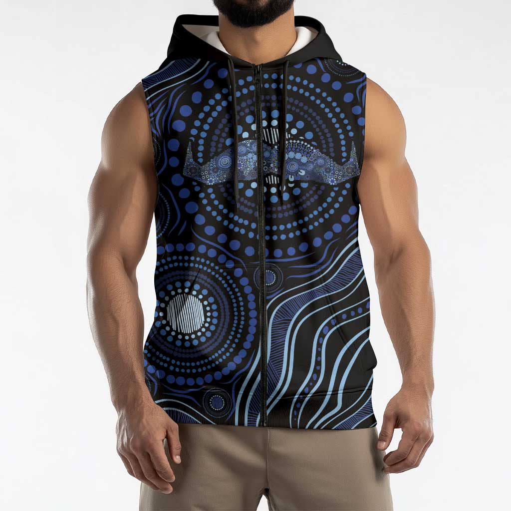 Australia Indigenous Sleeveless Zip Hoodie Aboriginal Mustache LT7
