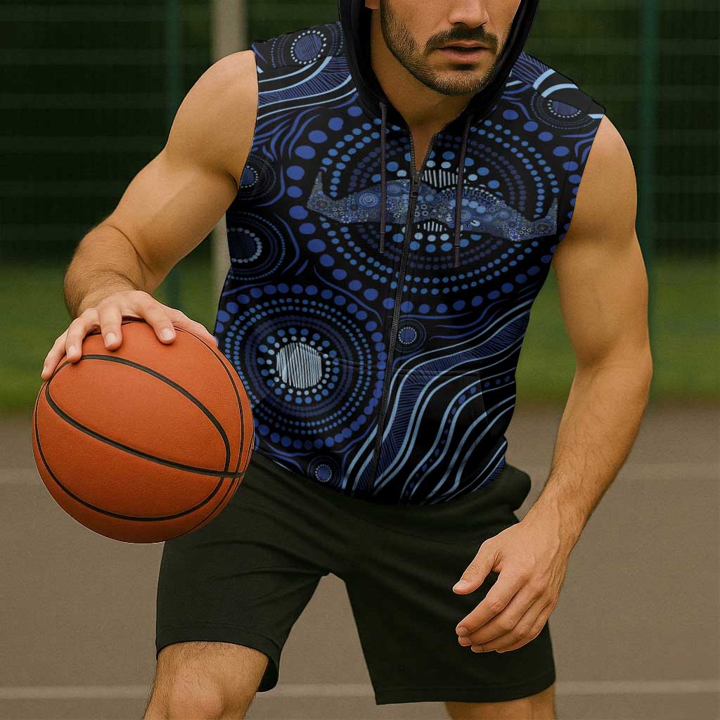 Australia Indigenous Sleeveless Zip Hoodie Aboriginal Mustache LT7