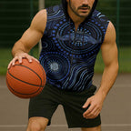 Australia Indigenous Sleeveless Zip Hoodie Aboriginal Mustache LT7