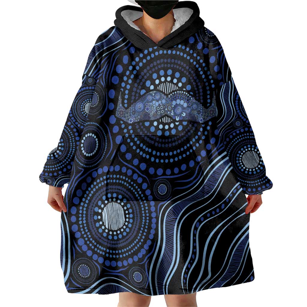 Australia Indigenous Wearable Blanket Hoodie Aboriginal Mustache - Aussie Hoodie