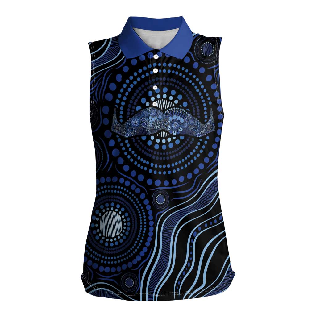 Australia Indigenous Women Sleeveless Polo Shirt Aboriginal Mustache - Aussie Hoodie