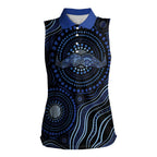 Australia Indigenous Women Sleeveless Polo Shirt Aboriginal Mustache - Aussie Hoodie