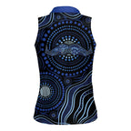 Australia Indigenous Women Sleeveless Polo Shirt Aboriginal Mustache - Aussie Hoodie