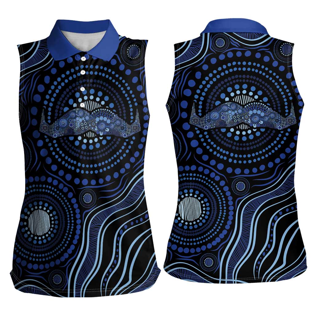 Australia Indigenous Women Sleeveless Polo Shirt Aboriginal Mustache - Aussie Hoodie