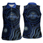 Australia Indigenous Women Sleeveless Polo Shirt Aboriginal Mustache - Aussie Hoodie