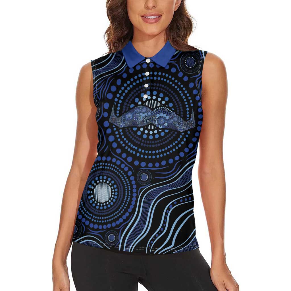 Australia Indigenous Women Sleeveless Polo Shirt Aboriginal Mustache - Aussie Hoodie