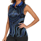 Australia Indigenous Women Sleeveless Polo Shirt Aboriginal Mustache - Aussie Hoodie