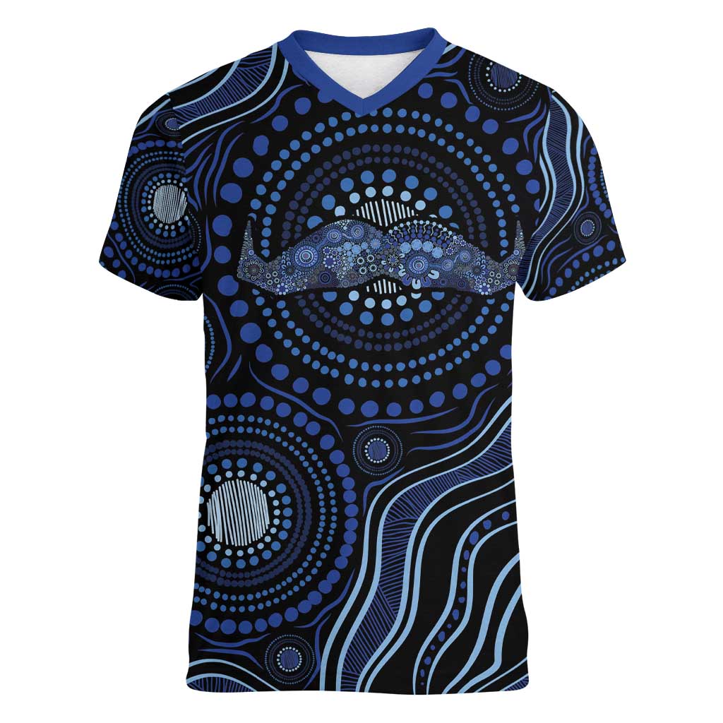 Australia Indigenous Women V-Neck T-Shirt Aboriginal Mustache - Aussie Hoodie