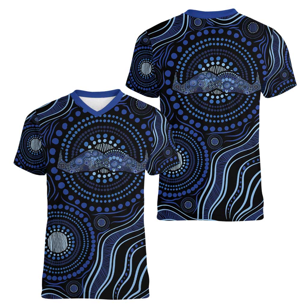 Australia Indigenous Women V-Neck T-Shirt Aboriginal Mustache - Aussie Hoodie