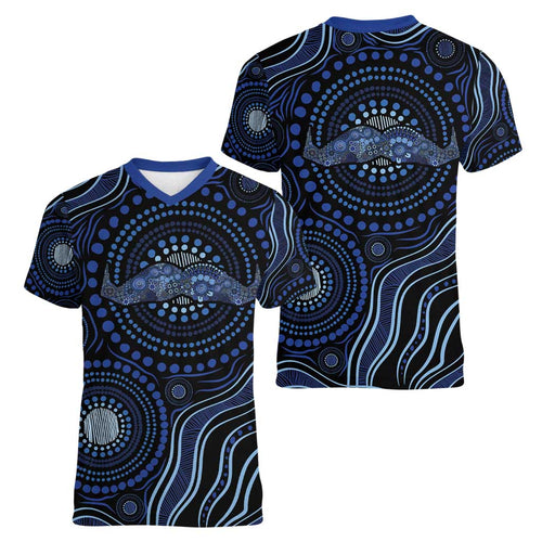 Australia Indigenous Women V-Neck T-Shirt Aboriginal Mustache - Aussie Hoodie