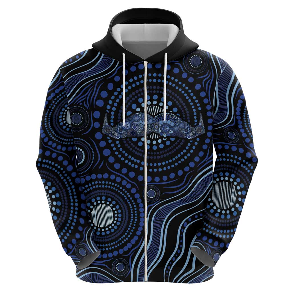 Australia Indigenous Zip Hoodie Aboriginal Mustache - Aussie Hoodie