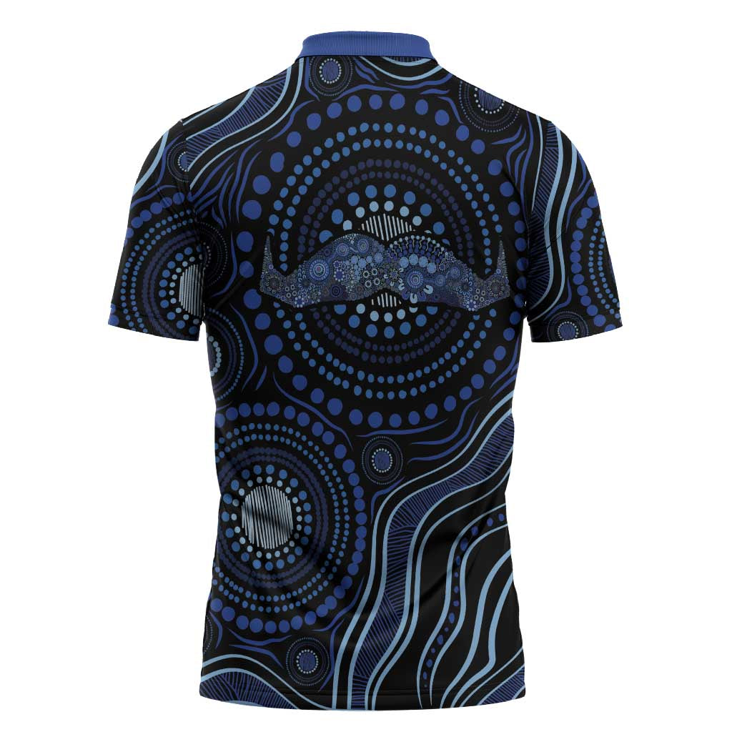 Australia Indigenous Zipper Polo Shirt Aboriginal Mustache - Aussie Hoodie