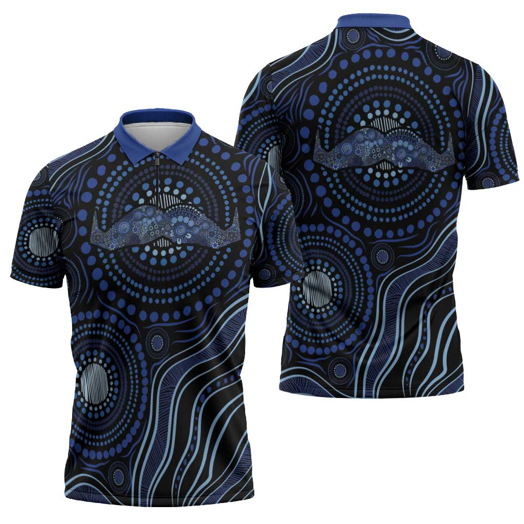 Australia Indigenous Zipper Polo Shirt Aboriginal Mustache - Aussie Hoodie