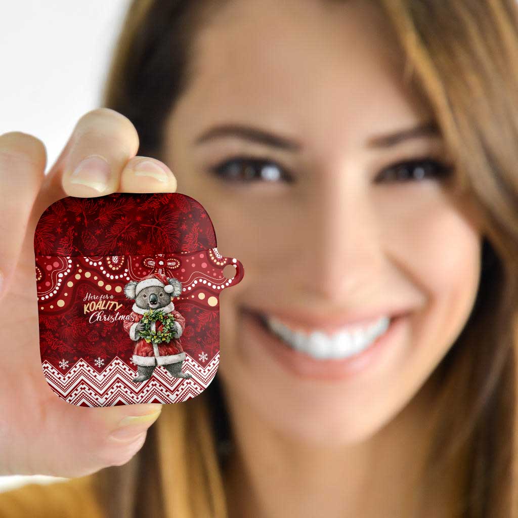 Here For A Koality Xmas Australia Abogirinal AirPods Case Santa Koala - Aussie Hoodie