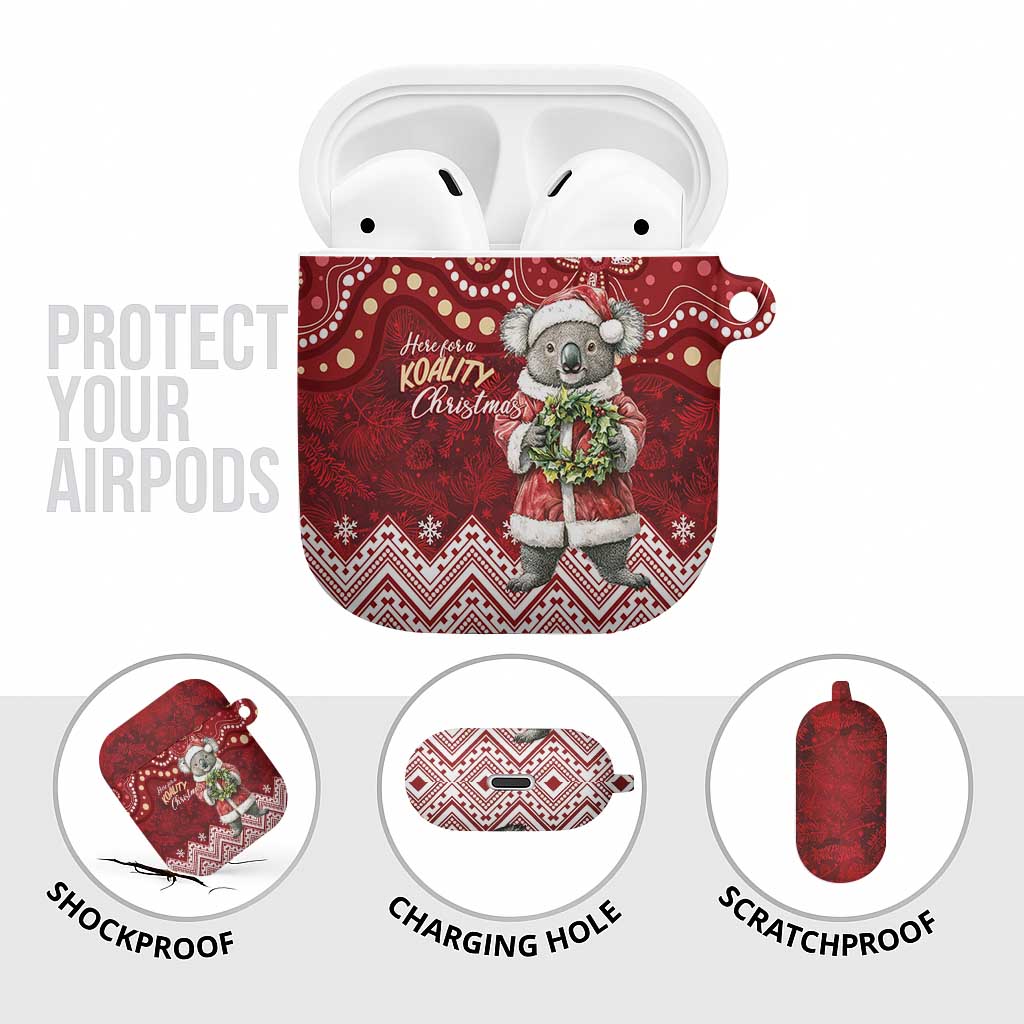 Here For A Koality Xmas Australia Abogirinal AirPods Case Santa Koala - Aussie Hoodie