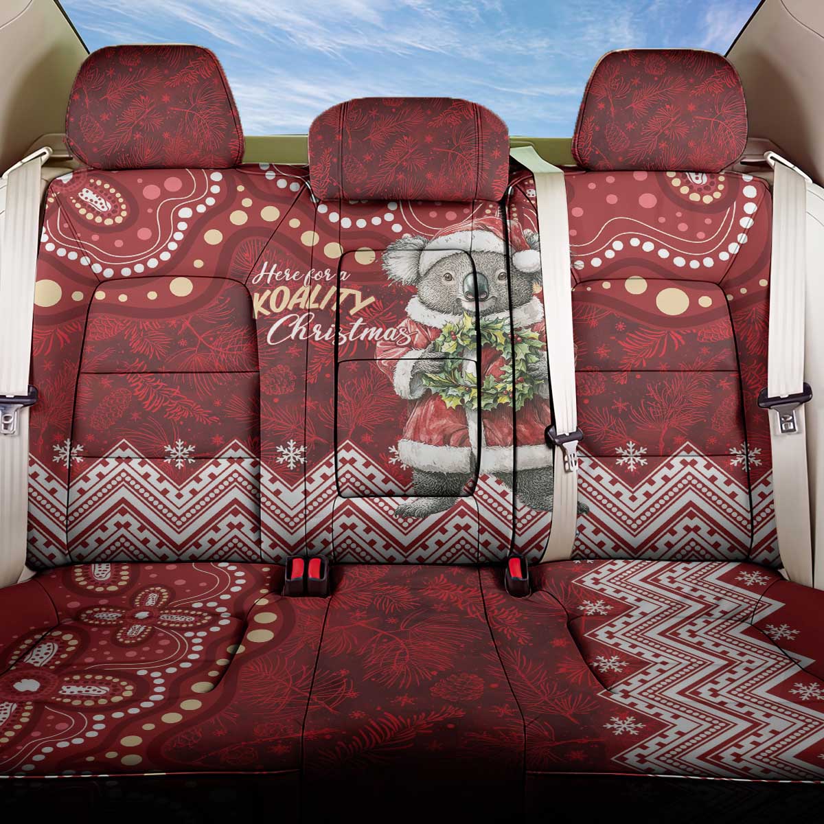 Here For A Koality Xmas Australia Abogirinal Back Car Seat Cover Santa Koala - Aussie Hoodie