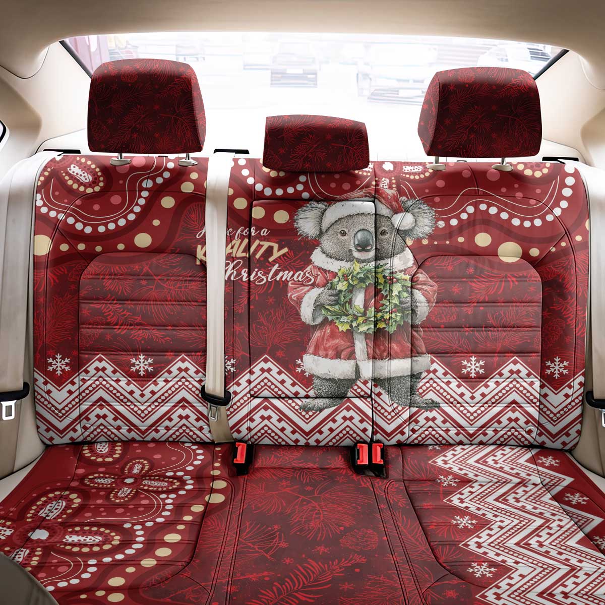 Here For A Koality Xmas Australia Abogirinal Back Car Seat Cover Santa Koala - Aussie Hoodie